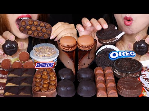 ASMR CHOCOLATE CHEESECAKE SLICES, CRUNCHY ICE CREAM BON BONS, SNICKERS YOCRUNCH, OREO SANDWICH 먹방