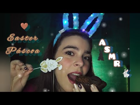 ASMR - Gatilhos Em Clima De Páscoa (comendo ovo que fiz) • Easter Mood Triggers (eating egg I made)