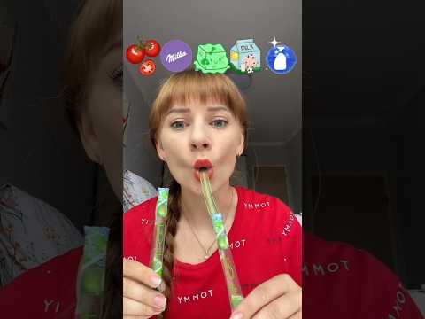 ASMR Jelly Straws, Sour Candy Spray #shorts