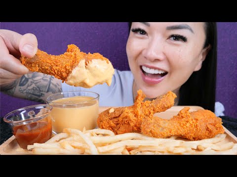 BEST FRIED CHICKEN + FIRE HONEY CHEESE SAUCE (ASMR EATING SOUNDS) NO TALKING | SAS-ASMR