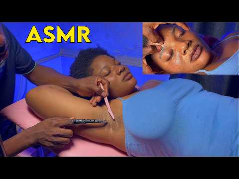 ASMR✨Gentle Belly Button Clenaing Massage, Armpit Clean Shave, Back Picking, Soft Whispers