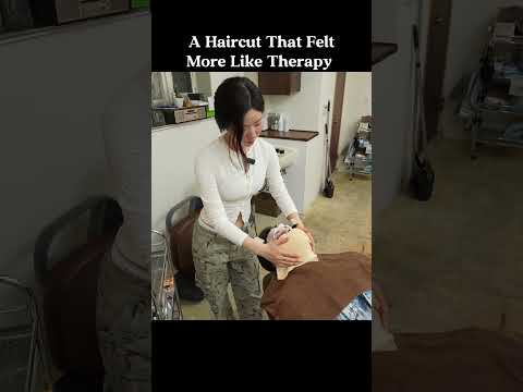 💈(ASMR) Cute Japanese Female Barber Ayumi Gave Him Haircut, Shave and Relaxing Shampoo