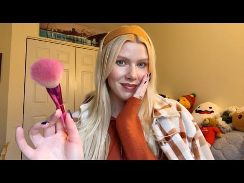 ASMR 🦃 Whispering Things I'm Thankful For + Face Brushing + Kisses 🫶🏼