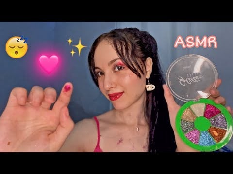 ASMR - VOU TE MAQUIAR PARA O CARNAVAL!!! *com som de ventilador no fundo* ✨💖💤