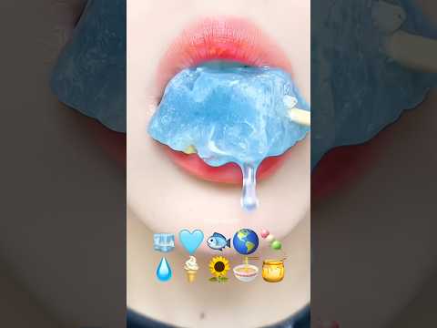 Blue Emoji Food, next color?? 💦🩵🌎 #asmr #mukbang #asmrsounds #eating #emojichallenges