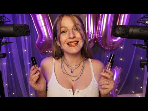 ASMR Applying Lipgloss & Kisses from Ear To Ear in 4K