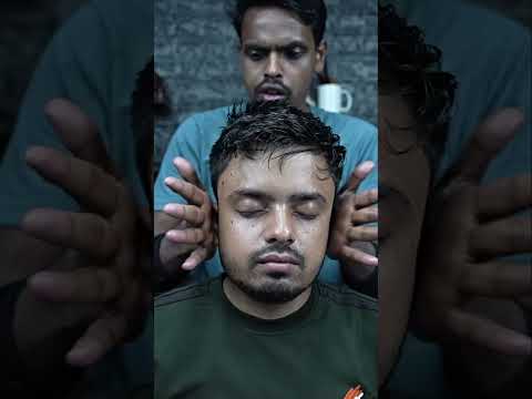Stress Melting Reflexology Head Massage | Strong Wrist Barber's Unique Head Massage ASMR #shorts