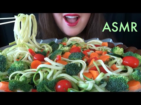 HEALTHY EATING ASMR Raw Veggie Platter [Zucchini Noodles] Satisfying CRUNCHY Sounds