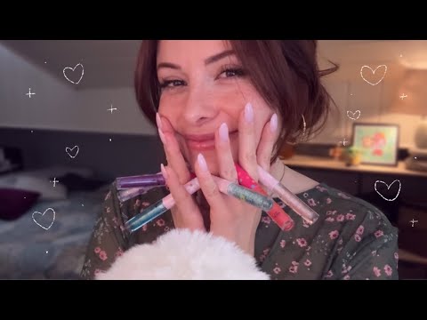 ASMR test de gloss + bruits de bouche | Il se met à pleuvoir dehors
