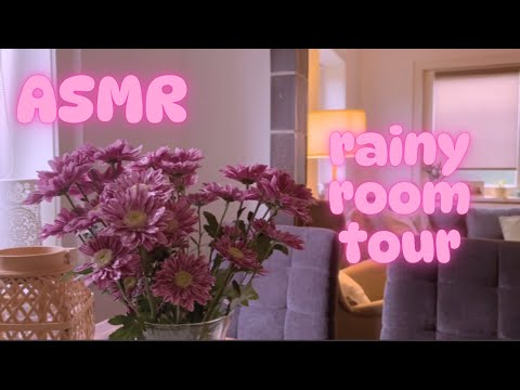 ASMR Rainy Room Tour | bookshelf, trinkets, cozy living