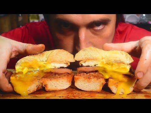 ASMR Korea NYC Breakfast Bagel Sandwiches ( Eating Sounds ) | Nomnomsammieboy