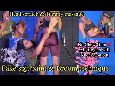 ASMR ✨fake spit paint, broom technique massage, Tummy blast massage, Sleep triggers✨