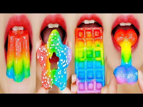 asmr Rainbow Emoji Food (honey, kohakuto) 🌈 무지개 꿀, 코하쿠토 이모지 먹방 eating sounds