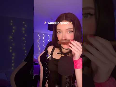 ASMR girl does wooden spoon trigger ♡ #asmr #shorts