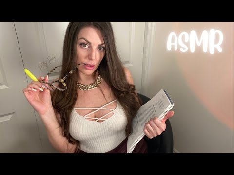 ASMR | pov Flirty Secretary Role Play - office sounds: typing, paper, page turning, eye contact