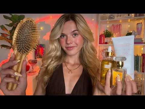 ASMR Bedtime Hair Play 🧸🧺 Scalp Check & Massage, Hair Brushing, Oil Serums, Etc 🍪