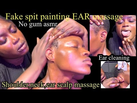 ASMR✨fake spit painting ear massage, ultimate shoulder,scalp,head,neck massage for sleep