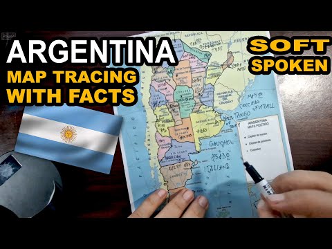 ASMR Tracing ARGENTINA map outline and all provinces with best facts explained | soft spoken