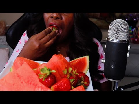 Great Day For🍓Juicy Strawberries And Sweet Watermelon 🍉ASMR Eating Sounds