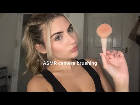 ASMR camera brushing (whispering, mouth sounds, mic brushing, tapping)