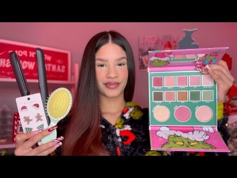 ASMR Te arreglo para navidad: maquillaje, te plancho el cabello + intercambio de regalos