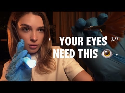 ASMR Eye Exam and Eye Cleaning 👁️👄👁️ Medical roleplay (whispered, light triggers, gloves)