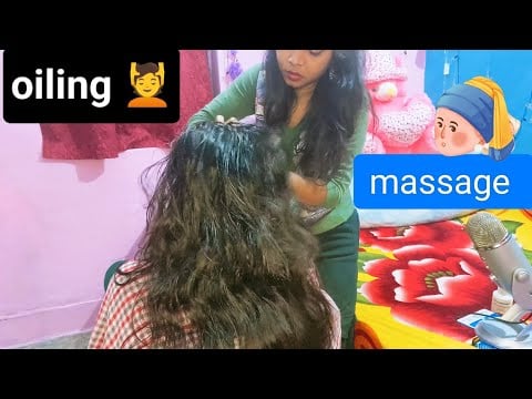 Asmr: Best hair oiling massage for deep sleep 😴🥱 #asmr #oiling