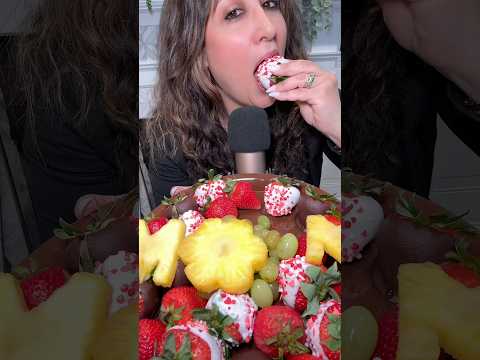 ASMR Chocolate covered strawberries and pineapple mukbang #mukbang #asmr #eatingsounds