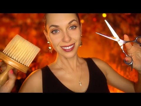 ASMR Sleep Inducing  Autumn Barbershop Haircut ASMR, Shave, Massage, Roleplay,  OIL massage and RAIN