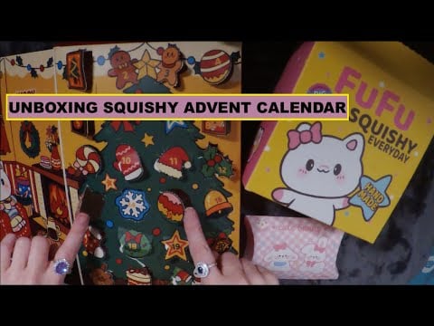 ASMR Gum Chewing Unboxing Squishy Advent Calendar | Cutest Gift Ever! #fufusquishy