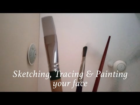 ASMR | Sketching, tracing, painting your face (No talking & camera touching)