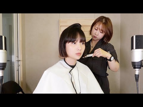 Real Haircut ASMR 💇🏻‍♀️✂️ (Cutting, brushing, styling, ironing..)