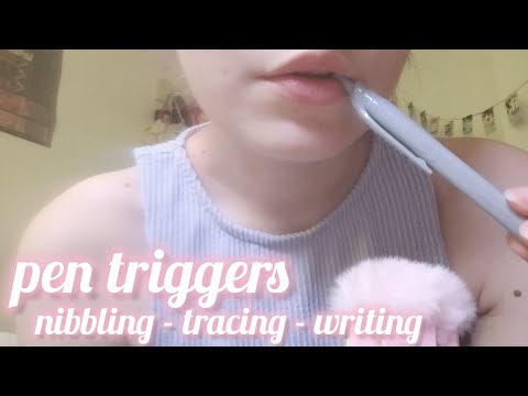 ASMR trigger words tracing, pen nibbling, writing 🩷🖊️