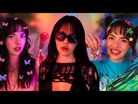 ASMR 3 Best Friends Get You Ready for a Rave ✨ (makeup, outfits, accessorizing, pampering)
