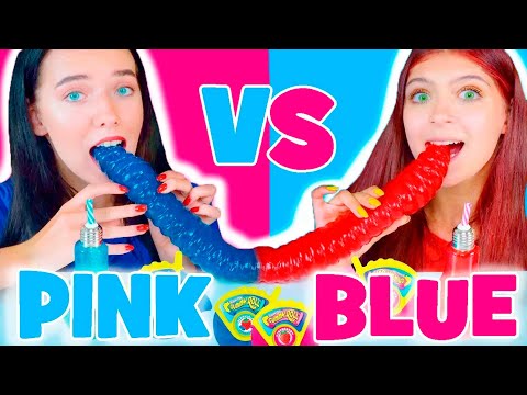 ASMR Full Video Pink and Blue Candy Race Eating Sounds Mukbang