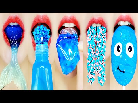 Blue Emoji Food Eating sounds 파란색 이모지 먹방 ASMR MUKBANG