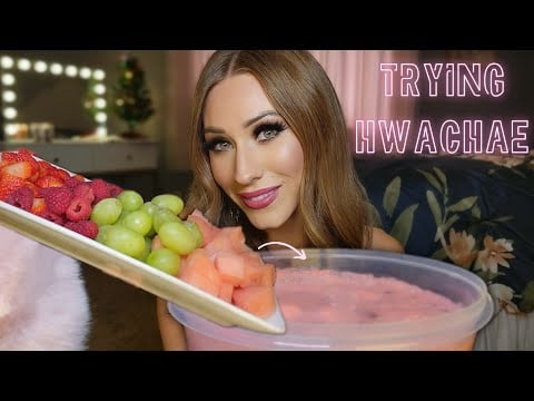 ASMR | 11th *Twelve Days Of Mukbang* Trying Hwachae Korean Fruit Bowl!! 🥣🍓🍍🍇
