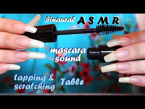 🎧 binaural ASMR: Mascara sound 🔊 + tapping and scratching table! 💤