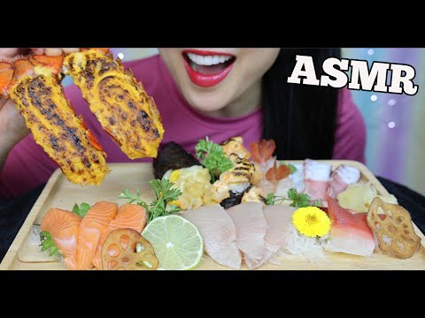 ASMR SASHIMI SUSHI PLATTER *LOBSTER MOTOYAKI (EATING SOUNDS) NO TALKING | SAS-ASMR