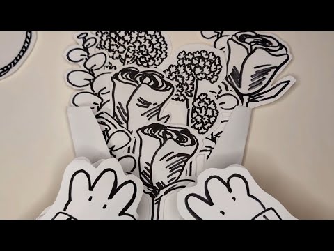 Making A Paper Bouquet [ASMR: Paper Cutting, Inaudible Whispering, Paper Sounds]