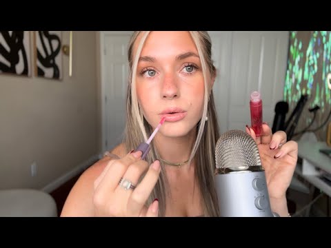 ASMR- Applying Different Lipsticks/Lipglosses (light mouth sounds)