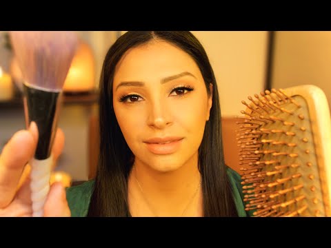 ASMR Face Massage | Face Touching, Face Brushing, Hair Play, Personal Attention with LAYERED SOUNDS