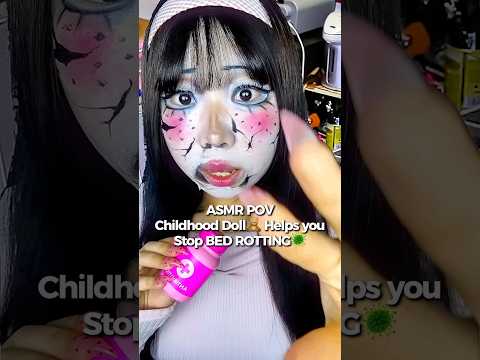 ASMR POV: Childhood Doll Helps you Stop BED ROTTING🦠🧸 #asmrsounds #asmrvideo #doll #dollasmr