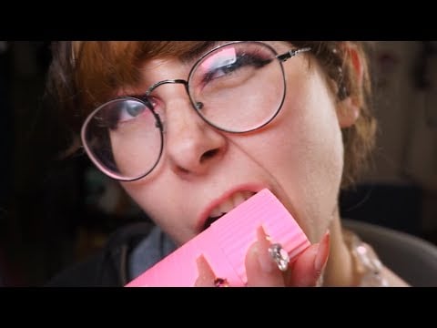 ASMR Chewing on Random Pink Things 💗 | Mouth Sounds + Light Talking