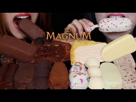 ASMR MILK & WHITE CHOCOLATE CREPE CAKES, BIRTHDAY CAKE BAR, MAGNUM ICE CREAM, MINI BON BON ICE CREAM