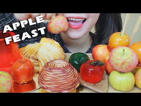 ASMR APPLE FEAST (FRUIT-SHAPED CAKE,JELLY,TANGHULU,APPLE TART,EDIBLE GLASS)EATING SOUNDS | LINH-ASMR