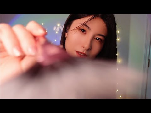 ASMR Close Up Inaudible Whispering Layered. (w/Soft Brushing & Ocean Sounds)