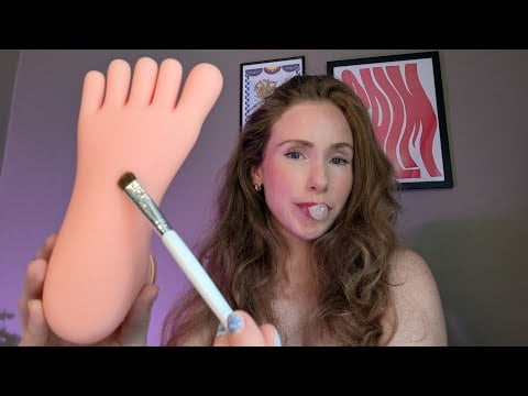 ASMR Foot Examination 👣 Gum Chewing, Brushing & Personal Attention