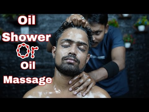 Oil Shower Or Oil Massage ? ASMR Therapy With Lots Of Oil | Satisfying Heavy Oil Head Scratching