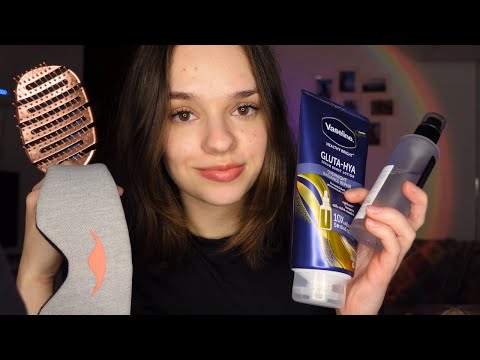 ASMR pampering you before bed 🩷✨ skincare, hair brushing & head massage for sleep